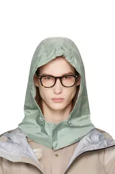 Зеленый глянцевый нейлоновый капюшон-снуд AMOMENTO