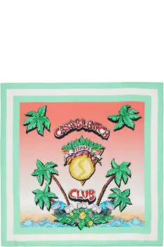 Зеленый и красный шарф из среднего шелка «Теннисный клуб» Casablanca