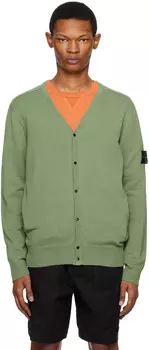 Зеленый кардиган с нашивками Stone Island
