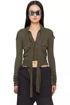 Зеленый кардиган с удлиненной отделкой Ottolinger