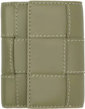 Зеленый кассетный кошелек с тройным сложением на молнии Bottega Veneta
