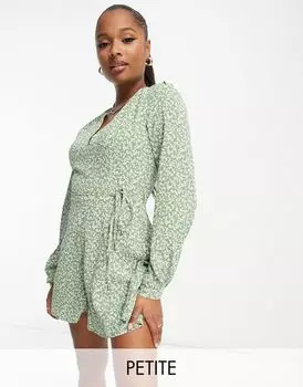 Зеленый комбинезон Glamorous с v-образным вырезом и завязкой на талии