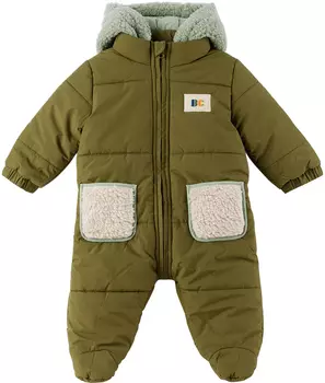 Зеленый комбинезон с капюшоном Baby Khaki Color Block Bobo Choses