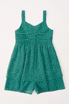 Зеленый короткий комбинезон в горошек Abercrombie & Fitch, зеленый