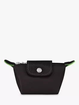 Зеленый кошелек для монет Longchamp Le Pliage из переработанной ткани, черный