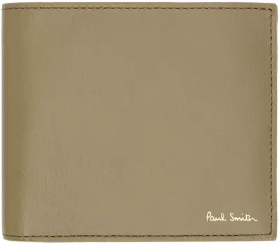 Зеленый кожаный бумажник в два сложения Paul Smith