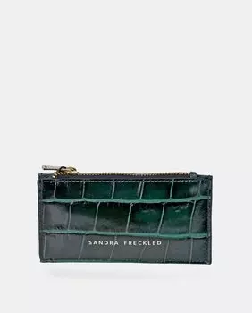 Зеленый кожаный кошелек с визитницей Sandra Freckled, зеленый