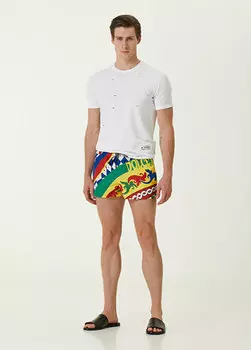 Зеленый купальник carretto с кулиской на талии и узором Dolce&Gabbana