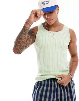 Зеленый легкий вязаный жилет ASOS DESIGN Muscle