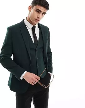 Зеленый лесной пиджак скинни ASOS DESIGN
