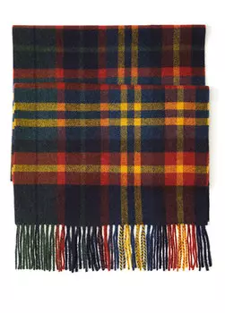 Зеленый мужской шерстяной шарф в клетку с рисунком Beymen