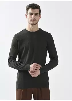 Зеленый мужской свитер с круглым вырезом Network