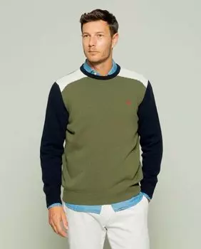 Зеленый мужской свитер с круглым вырезом Scotta 1985