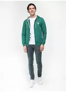 Зеленый мужской свитшот с воротником-молнией Ucla