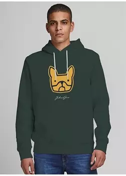 Зеленый мужской свитшот с воротником с капюшоном Jack & Jones