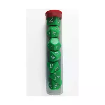 Зеленый набор Poly - верхняя часть с заглушкой (7), Dice - 25mm Jumbo Opaque Sets (Koplow)