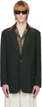 Зеленый пиджак с разрезами Dries Van Noten