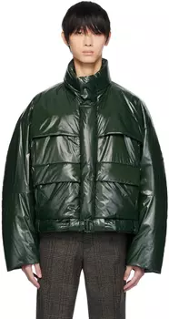 Зеленый пуховик на молнии Wooyoungmi