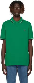 Зеленый Рубашка-поло с двумя кончиками зеленый/Морские водоросли/Темно-синий Fred Perry
