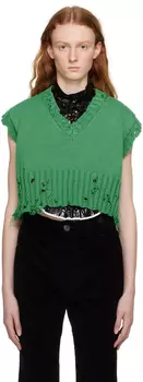 Зеленый рваный жилет Marni