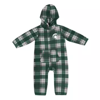 Зеленый/серый джемпер с капюшоном в клетку Infant Colosseum, штат Мичиган, Spartans Farays, на молнии во всю длину Colosseum