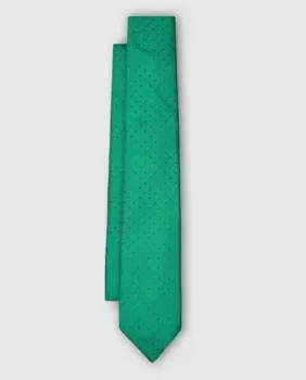 Зеленый шелковый галстук ограниченной серии с темно-синими микротопами Victorio & Lucchino, мультиколор