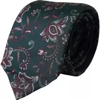 Зеленый шелковый регулируемый мужской галстук с цветочным принтом Dolce & Gabbana