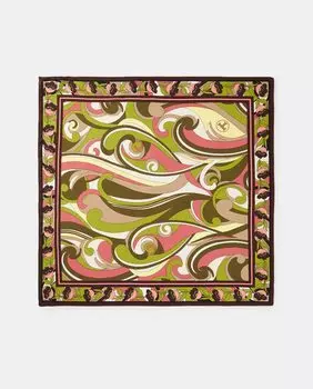 Зеленый шелковый шарф с фантазийным принтом Latouche, зеленый