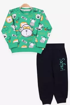 Зеленый спортивный костюм для мальчика с вышивкой обезьянки (1–4 года) Breeze