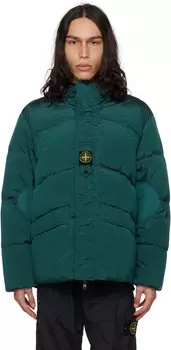 Зеленый стеганый двусторонний пуховик Petrol Код поставщика: 791542719 Stone Island