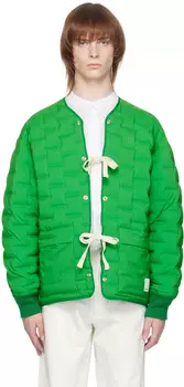 Зеленый стеганый пуховик Emporio Armani