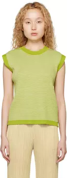 Зеленый свитер через плечо Pleats Please Issey Miyake