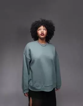 Зеленый свитер премиум-класса с круглым вырезом Topshop Curve