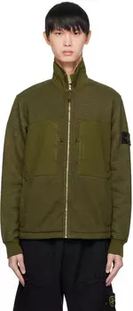Зеленый свитер с карманом на молнии Stone Island