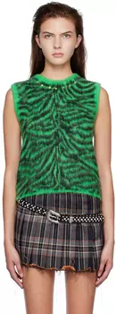 Зеленый свитер с зеброй Doublet