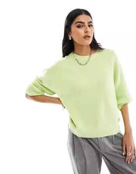 Зеленый свитер свободного кроя с высоким воротником ASOS Design