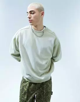 Зеленый свитшот оверсайз с детализацией швов ASOS DESIGN