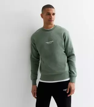 Зеленый свитшот с круглым вырезом и логотипом Jack & Jones Original Studios Jack & Jones, оливковый