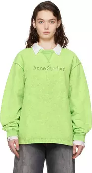 Зеленый свитшот с логотипом и заклепками Acne Studios, Bright green