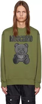 Зеленый свитшот с плюшевым мишкой Moschino