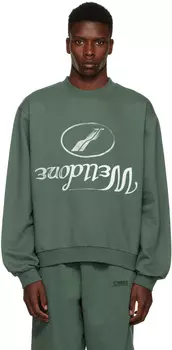 Зеленый свитшот с выворотом We11done