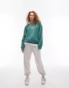 Зеленый свитшот в винтажном стиле с вышивкой Topshop 10013 New York Soho