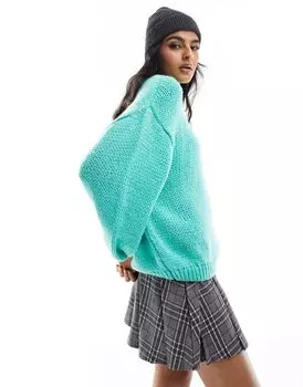 Зеленый свободный свитер с круглым вырезом и объемными рукавами ASOS DESIGN