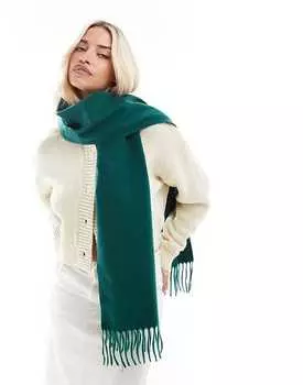 Зеленый тканый шарф с кисточками ASOS DESIGN