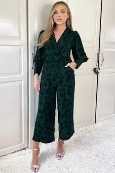 Зеленый топ и леопардовым принтом AX Paris, зеленый