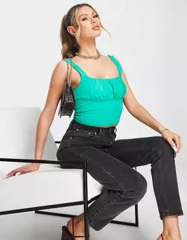 Зеленый топ с квадратным вырезом и швами на груди ASOS DESIGN