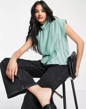 Зеленый топ со складками ASOS DESIGN