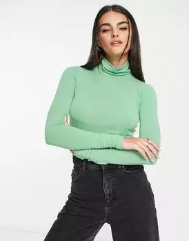 Зеленый топ тонкой вязки с длинными рукавами ASOS DESIGN