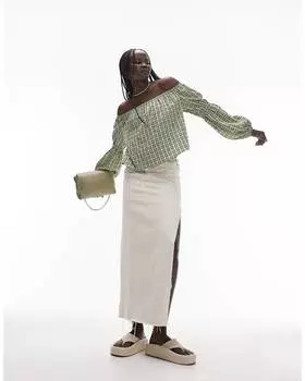 Зеленый топ в клетку Topshop