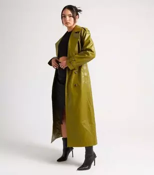 Зеленый тренч из искусственной кожи с поясом Urban Bliss Urban Bliss, зеленый